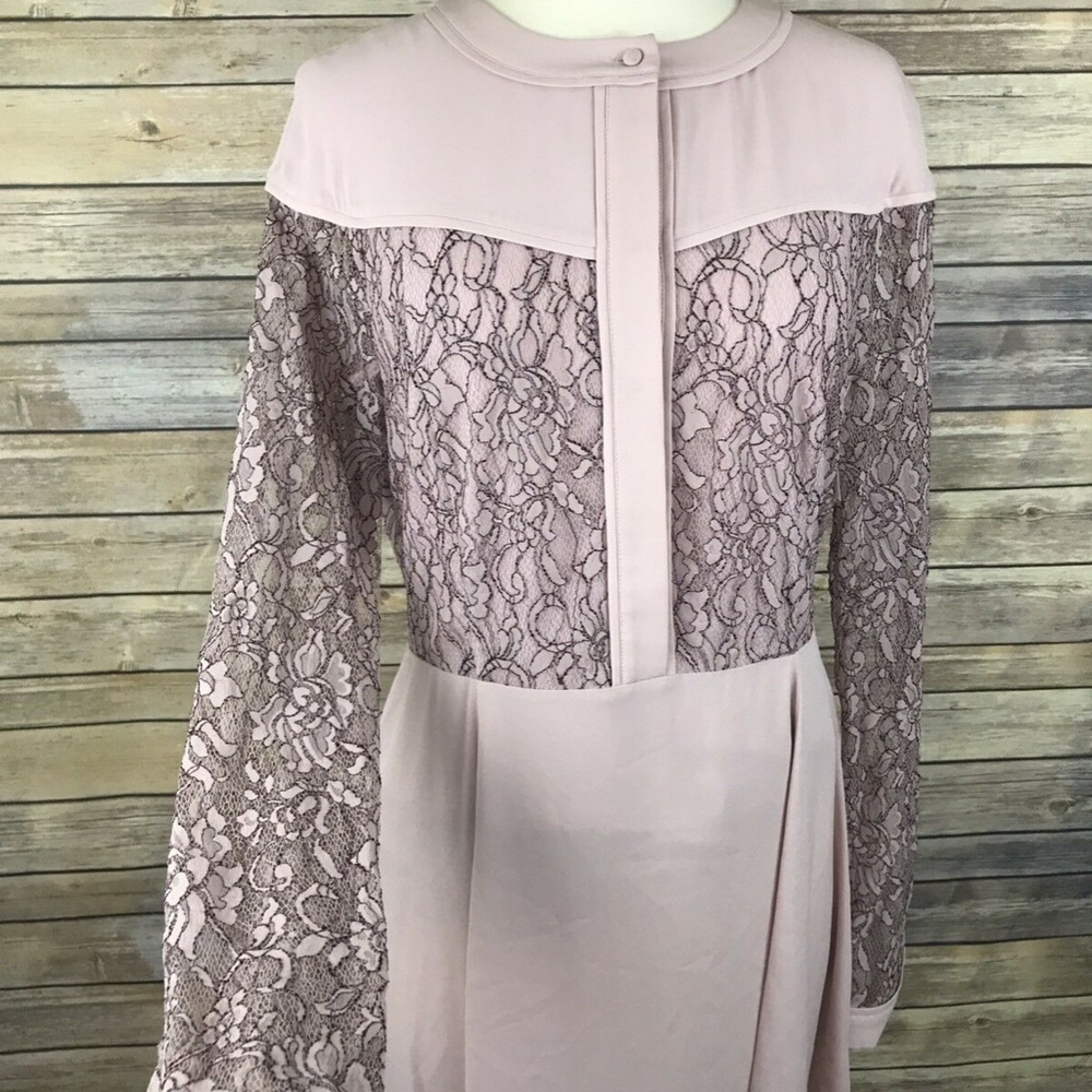 Rebecca Minkoff Mira Lace Inset Flared Dress Pink - Picture 4 of 5